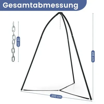 Rám pro závěsné křeslo se stativem Rám pro závěsné křeslo Rám pro závěsné křeslo s nosností do 200 kg 200 x 218 cm černý