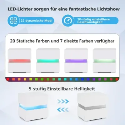 Noční stolek LED se 2 zásuvkami a dálkovým ovládáním a dynamickým / statickým osvětlením nočního stolku