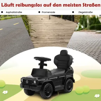 Dětský vůz Mercedes Benz s licencí s nastavitelným střešním oknem & Rodičovská rukojeť kočárku bílá