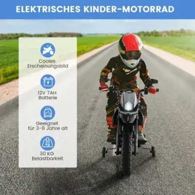 12V dětská elektrická motorka s tréninkovými koly Aprilia Licencovaná elektrická motorka černá