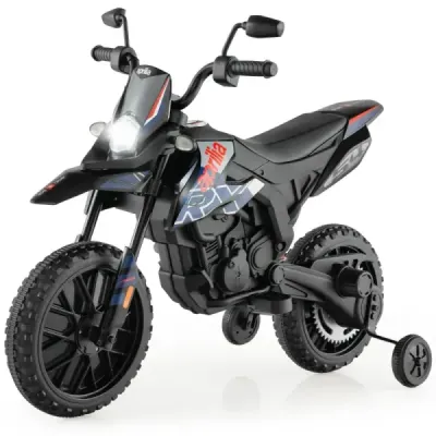 12V dětská elektrická motorka s tréninkovými koly Aprilia Licencovaná elektrická motorka černá