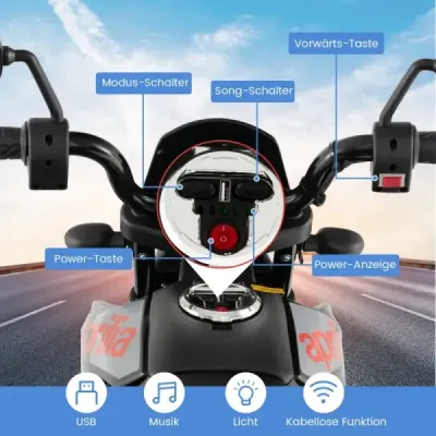 12V dětská elektrická motorka s tréninkovými koly Aprilia Licencovaná elektrická motorka černá