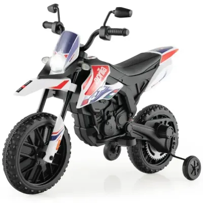 12V dětská elektrická motorka s tréninkovými koly Aprilia Licencovaná elektrická motorka černá