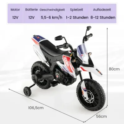 12V dětská elektrická motorka s tréninkovými koly Aprilia Licencovaná elektrická motorka černá