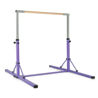 Skládací gymnastická tyč pro děti Domácí fitness zařízení bez kolísání 136 x 172 x (90-150) cm Růžová