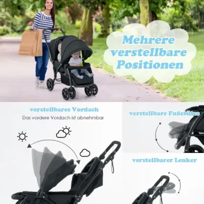 Sourozenecký kočárek skládací sourozenecký kočárek twin kočárek twin bugg šedá