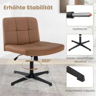 Kancelářské křeslo bez područek psací stolní křeslo se širokým sedákem & Funkce rocker PU kůže pro domácí kancelář béžová
