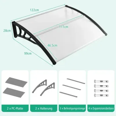 122 x 99 cm baldachýn na přední dveře baldachýn na přední dveře baldachýn transparentní