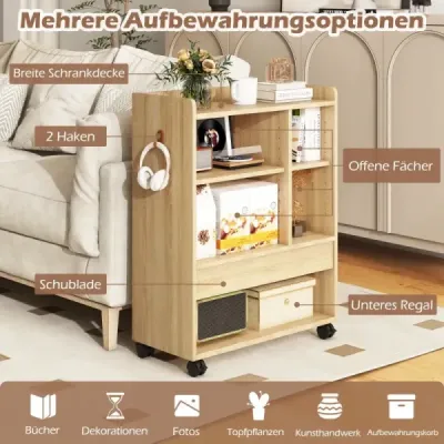 Pojízdná pojízdná skříňka se zásuvkovou kancelářskou skříní s nastavitelnými policemi bílé barvy