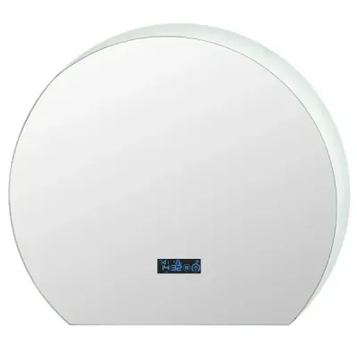 Půlkruhové koupelnové zrcadlo se 3 barevnými LED světly, stmívatelné kosmetické zrcadlo Půlkruhové koupelnové zrcadlo se 3 barevnými LED světly, stmívatelné kosmetické zrcadlo