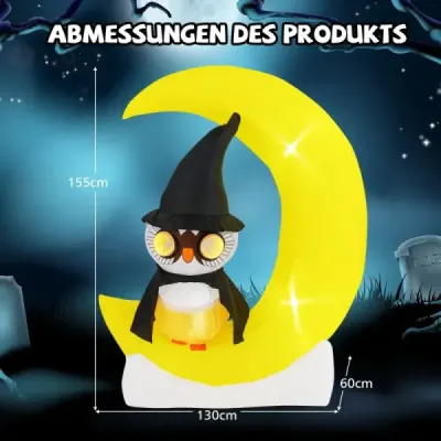 155CM LED nafukovací sovy stojící na Měsíci Strašná halloweenská dekorace