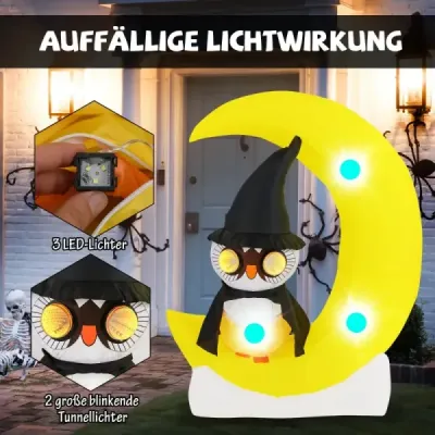 155CM LED nafukovací sovy stojící na Měsíci Strašná halloweenská dekorace