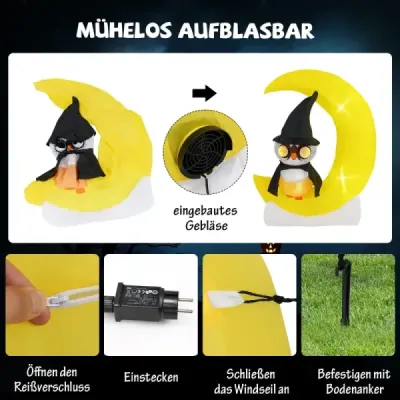 155CM LED nafukovací sovy stojící na Měsíci Strašná halloweenská dekorace