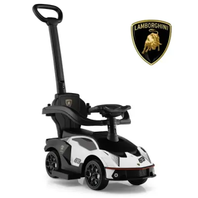 Tlačné autíčko Lamborghini s tlačnou tyčí a úložným prostorem tlačné autíčko s volantem bílé
