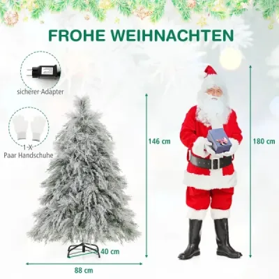 Umělý vánoční stromek se sněhovými a teplými bílými LED světly Vánoční stromek 150 cm