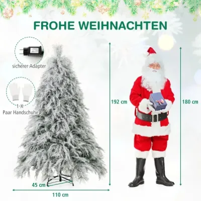 Umělý vánoční stromek se sněhovými a teplými bílými LED světly Vánoční stromek 180 cm