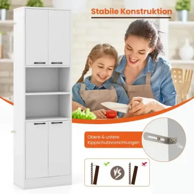 190 cm vysoká kuchyňská skříňka s dvířky a policemi vysoká skříňka 56 x 30 x 190 cm bílá