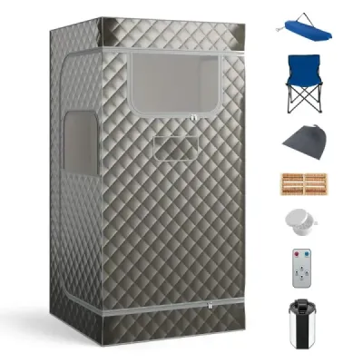 Parní sauna domácí sauna pro domácí celotělový saunový box s 3litrovým generátorem páry 91 x 91 x 183 cm šedá