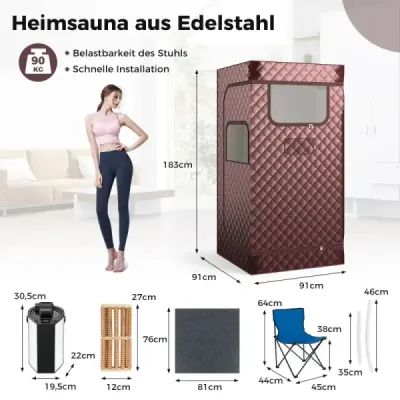 Parní sauna domácí sauna pro domácí celotělový saunový box s 3-litrovým generátorem páry 91 x 91 x 183 cm káva