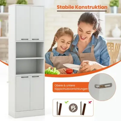 190 cm vysoká kuchyňská skříňka s dvířky a policemi příborník vysoká skříňka 56 x 30 x 190 cm světle šedá