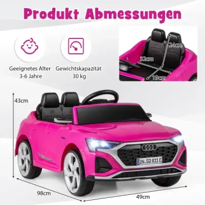 Licencované Audi SQ8 dětské auto 12V elektrické vozidlo s dálkovým ovládáním růžové