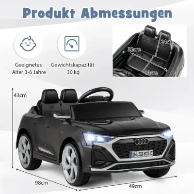 Licencované Audi SQ8 Kids Car 12V elektrické vozidlo s dálkovým ovládáním černé