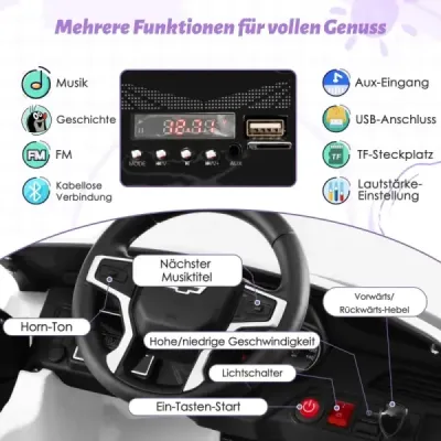 Dětské elektrické autíčko Chevrolet s 2,4G dálkovým ovládáním, odpružením, světly a hudbou, bílé