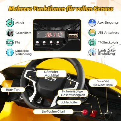 Dětské elektrické autíčko Chevrolet s 2,4G dálkovým ovládáním, odpružením, světly a hudbou, žluté