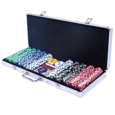 Pokerová sada pokerový kufřík 500 laserových žetonů hliníkový kufřík hliníkový pokerový kufřík + hadřík + 2 pokerové balíčky