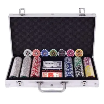 Pokerový set pokerový kufřík 300 laserových žetonů hliníkový kufřík včetně kompletní sady - černý