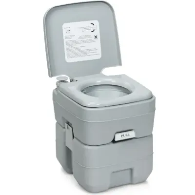 Camping WC Cestovní toaleta Mobilní toaleta WC Přenosná venkovní toaleta 20 L-šedá