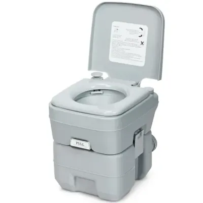 Camping WC Cestovní toaleta Mobilní toaleta WC Přenosná venkovní toaleta 20 L-šedá