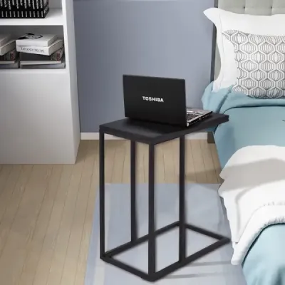 Boční stolek rozkládací stolek černý 28 x 48 x 59 cm