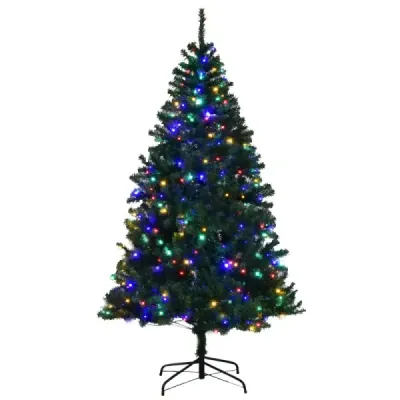 Vánoční stromek umělý vánoční stromek s LED pohádkovými světly Vánoční stromek 120/180/210/240/270 cm zelený-180 cm
