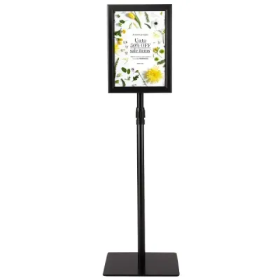 Informační stojan DIN A4 Výškově nastavitelný Odnímatelný stojan na plakáty Stříbrná/Černá 33 x 24 cm-Černá