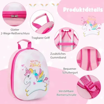 Sada kufrů 2 ks jednorožec 16'' dětský kufr + 12'' batoh růžová