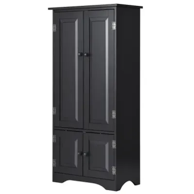 Midi skříňka Boční skříňka Highboard Vysoká skříňka Dřevo Černá 59 x 32 x 123 cm