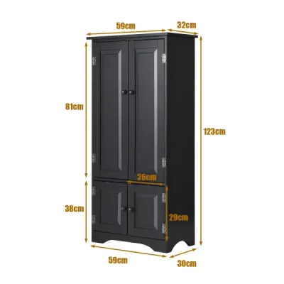 Midi skříňka Boční skříňka Highboard Vysoká skříňka Dřevo Černá 59 x 32 x 123 cm