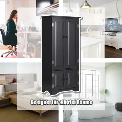 Midi skříňka Boční skříňka Highboard Vysoká skříňka Dřevo Černá 59 x 32 x 123 cm