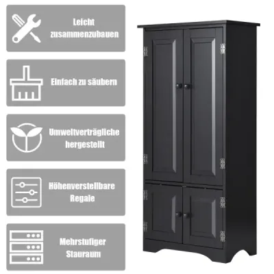 Midi skříňka Boční skříňka Highboard Vysoká skříňka Dřevo Černá 59 x 32 x 123 cm