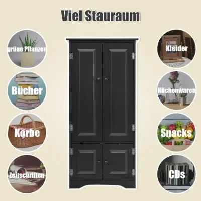 Midi skříňka Boční skříňka Highboard Vysoká skříňka Dřevo Černá 59 x 32 x 123 cm