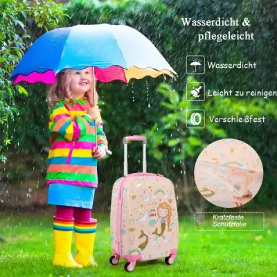 Dětská zavazadla mořská panna cestovní kufr dětský kufr set s batohem růžový
