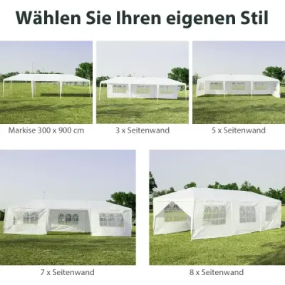 Zahradní altán 3x9m párty stan zahradní stan UV ochrana stan bílý