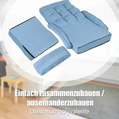 Podlahové křeslo s funkcí spánku a nastavitelným opěradlem Čalouněná podlahová pohovka Rozkládací pohovka šedá