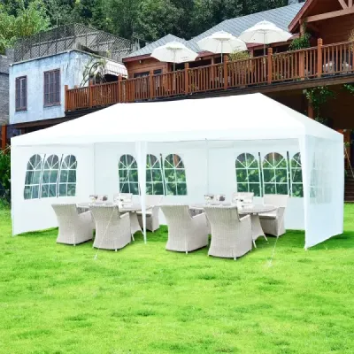 Zahradní pavilonový párty stan se 4 odnímatelnými bočními stěnami pavilonový pivní stan UV ochrana zahradní stan 3 x 6m