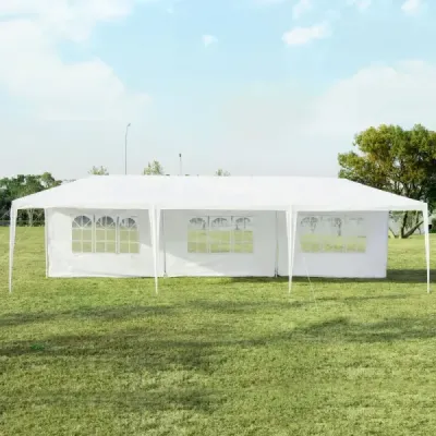 3 x 9 m altán zahradní stan zahradní altán s 5 odnímatelnými bočními stěnami bílý