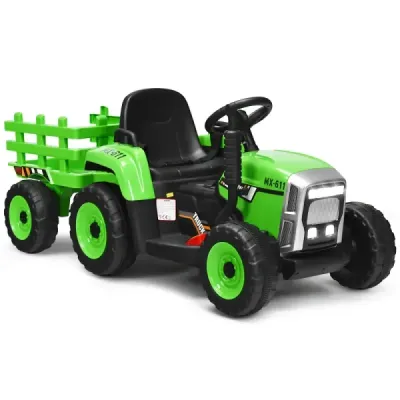 12 V dětský traktor s přívěsem Elektrické autíčko na baterie žluté