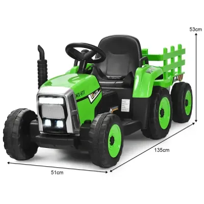 12 V dětský traktor s přívěsem Elektrické autíčko na baterie žluté