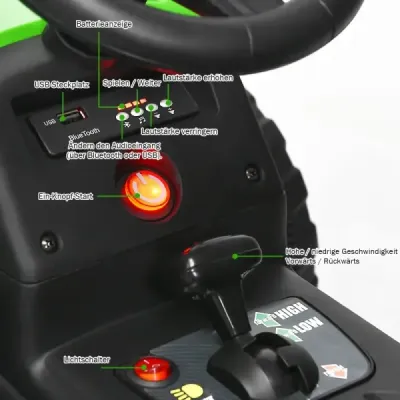 12 V dětský traktor s přívěsem Elektrické autíčko na baterie žluté