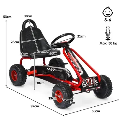 Go Kart Motokára s ruční brzdou Šlapací auto 30 kg Šlapací vůz Šlapací vůz 3-6 let Červená barva